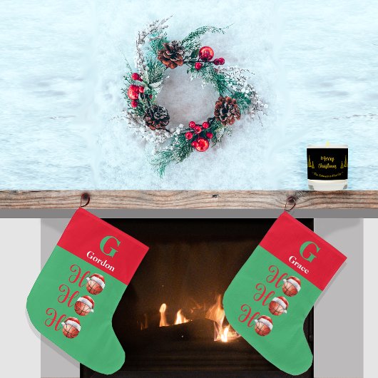 ホホホホクリスマスバスケットボール ラージクリスマスストッキング