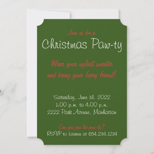 ホホホホグレートダンのメリークリスマス 招待状 (裏面)