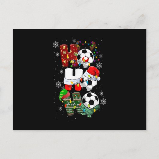 ホホホホサッカーおもしろいトナカイSanta Hatクリスマス シーズンポストカード (正面)