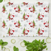 ホホホホサンタとクリスマスツリーキッチンタオル キッチンタオル (折り畳み)