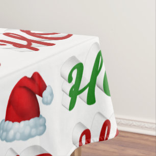 ホホホホサンタハットクリスマスレッド緑のスクリプト テーブルクロス