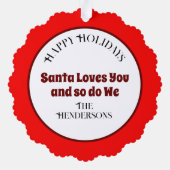 ホホホホサンタ可愛い赤いクリスマスが大好き オーナメントカード (裏面)