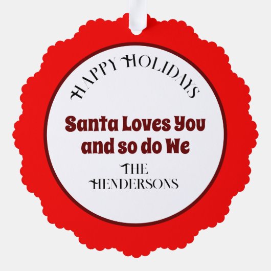 ホホホホサンタ可愛い赤いクリスマスが大好き オーナメントカード (裏面)