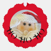ホホホホサンタ可愛い赤いクリスマスが大好き オーナメントカード (正面)