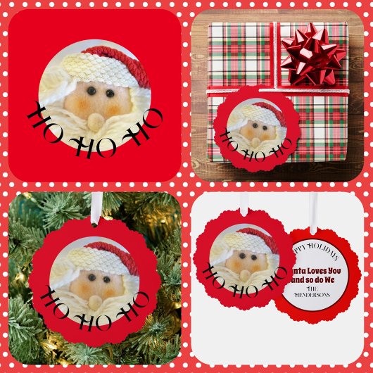 ホホホホサンタ可愛い赤いクリスマスが大好き オーナメントカード