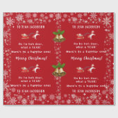 ホホホホサンタ親愛おもしろいユニコーンパーソナライズされた ラッピングペーパー (フラット)