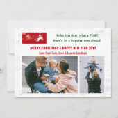 ホホホホサンタ親愛ユニコーンおもしろい2枚の写真レター シーズンカード (正面)