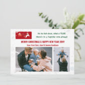 ホホホホサンタ親愛ユニコーンおもしろい2枚の写真レター シーズンカード (スタンド正面)