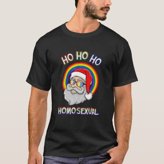 ホホホホセクシュアルホリゲイLGBTブリークリスマスS Tシャツ (正面)