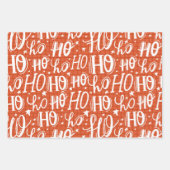 ホホホホタイポグラフィパターンカワイホリデークリスマス ラッピングペーパーシート (正面)