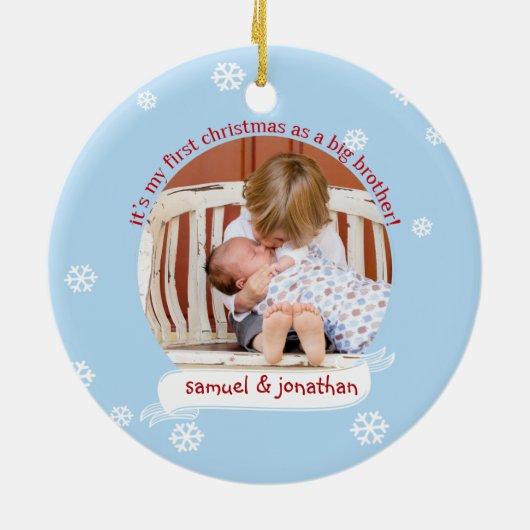 ホホホホビッグブラザーの写真として最初のカスタムクリスマス セラミックオーナメント (裏面)