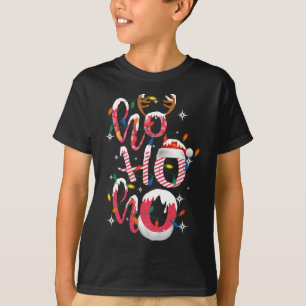ホホホホホおもしろいキャンディクリスマスライトサンタハットギ Tシャツ