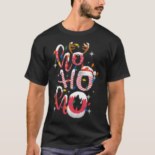ホホホホホおもしろいキャンディクリスマスライトサンタハットギ Tシャツ