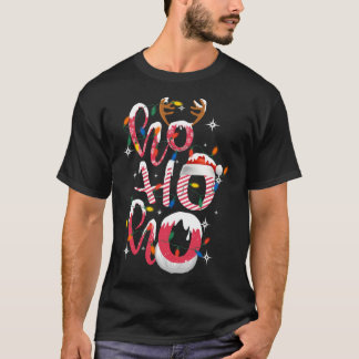 ホホホホホおもしろいキャンディクリスマスライトサンタハットギ Tシャツ