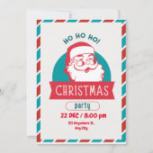 ホホホホホおもしろいリーレトロサンタ顔クリスマスパーティー 招待状 (正面)
