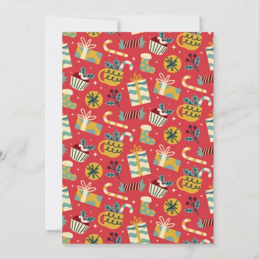 ホホホホホおもしろいリーレトロサンタ顔クリスマスパーティー 招待状 (裏面)