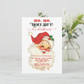 ホホホホホおもしろいリーレトロサンタ顔クリスマスパーティー 招待状 (スタンド正面)