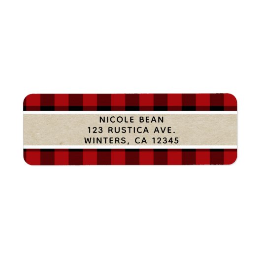 ホホホホホクリスマスホリデーレッドバッファロープレイドクラフト ラベル (正面)