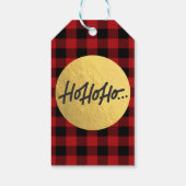 ホホホホホクリスマスホリデーレッドバッファロープレイド金ゴールド ギフトタグ (裏面)