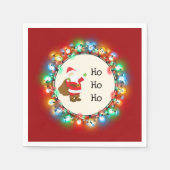 ホホホホホサンタクロースとクリスマスライト スタンダードカクテルナプキン (正面)