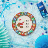 ホホホホホサンタクロースとクリスマスライト ペーパープレート (パーティー)