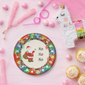 ホホホホホサンタクロースとクリスマスライト ペーパープレート (パーティー)