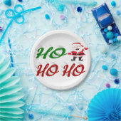 ホホホホホサンタクロース赤い緑のスクリプトクリスマス ペーパープレート (パーティー)