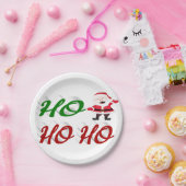 ホホホホホサンタクロース赤い緑のスクリプトクリスマス ペーパープレート (パーティー)