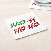 ホホホホホサンタクロース赤い緑のスクリプト スクエアペーパーコースター (アングル)