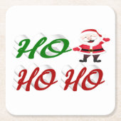 ホホホホホサンタクロース赤い緑のスクリプト スクエアペーパーコースター (正面)