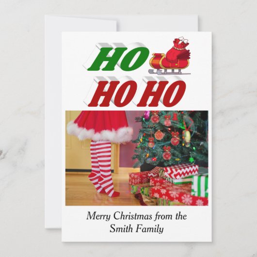 ホホホホホサンタスレイクリスマスフォトタイポグラフィ シーズンカード (正面)