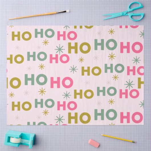 ホホホホホスノーフレークスピンクグリーン金ゴールドクリスマス 薄葉紙 (クラフト)