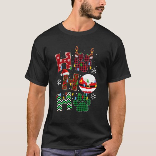 ホホホホホドッグポークリスマスパジャマかわいいホリデードッグL Tシャツ (正面)