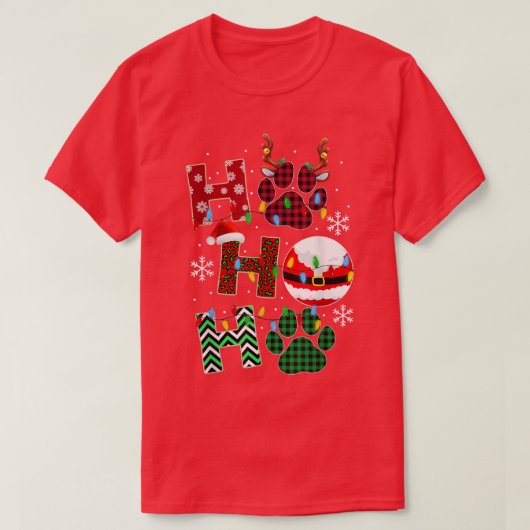 ホホホホホドッグポークリスマスパジャマかわいいホリデードッグL Tシャツ (デザイン正面)
