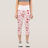 ホホホホホホホワイト&レッドクリスマスパターン カプリレギンス (正面)