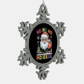 ホホホホホホモのクリスマスサンタホリデーゲイプライド スノーフレークピューターオーナメント (左)