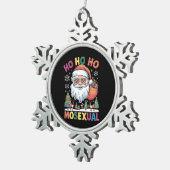 ホホホホホホモのクリスマスサンタホリデーゲイプライド スノーフレークピューターオーナメント (右)