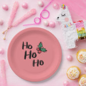 ホホホホホホリーベリーピンククリスマエレガントス ペーパープレート (パーティー)