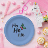 ホホホホホホリーベリーブルークリスマスエレガント ペーパープレート (パーティー)