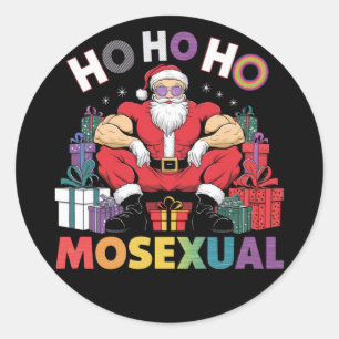 ホホホホホモセクシャルゲイサンタLGBTゲイプライドクリスマス ラウンドシール