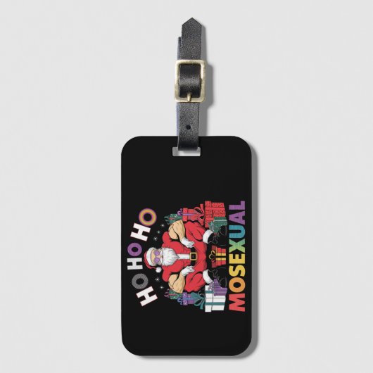 ホホホホホモセクシャルゲイサンタLGBTゲイプライドクリスマス ラゲッジタグ (正面縦)