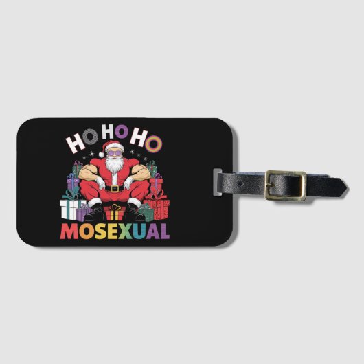ホホホホホモセクシャルゲイサンタLGBTゲイプライドクリスマス ラゲッジタグ (正面横)