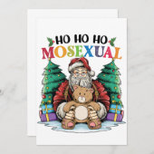 ホホホホホモセクシャルゲイサンタLGBTQゲイクリスマス 招待状 (正面/裏面)