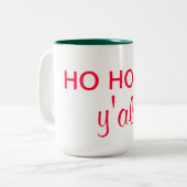 "ホホホホホヨオール"：ヒルビリーサンタクリスマスユーモア ツートーンマグカップ (正面左)
