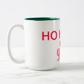 "ホホホホホヨオール"：ヒルビリーサンタクリスマスユーモア ツートーンマグカップ (左)