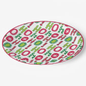 ホホホホホリデーフェスティバルレッドグリーンシースナモダンーズ ペーパープレート (アングル)