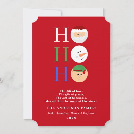 ホホホホホーキュートなクリスマスキャラクターフラットカード シーズンカード (正面)