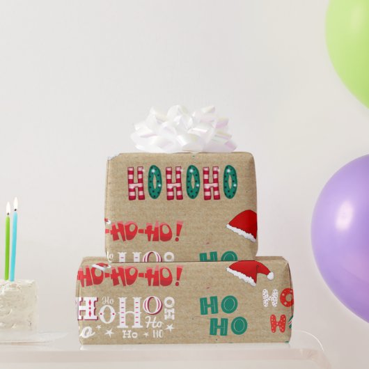 ホホホホホーヴィンテージクラフトクリスマスパターン ラッピングペーパー (パーティーギフト)