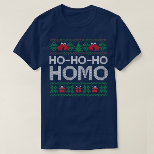 ホホホホホー醜いホモ・メリークリスマス Tシャツ (デザイン正面)