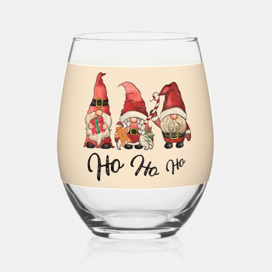 ホホホホホ!かわいい格言ズノルディッククリスマスホリデー ステムなしワイングラス (正面)